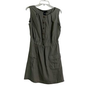 Carole Little Linen Sleeveless Elastic Waist Dress size 8 Front Pockets